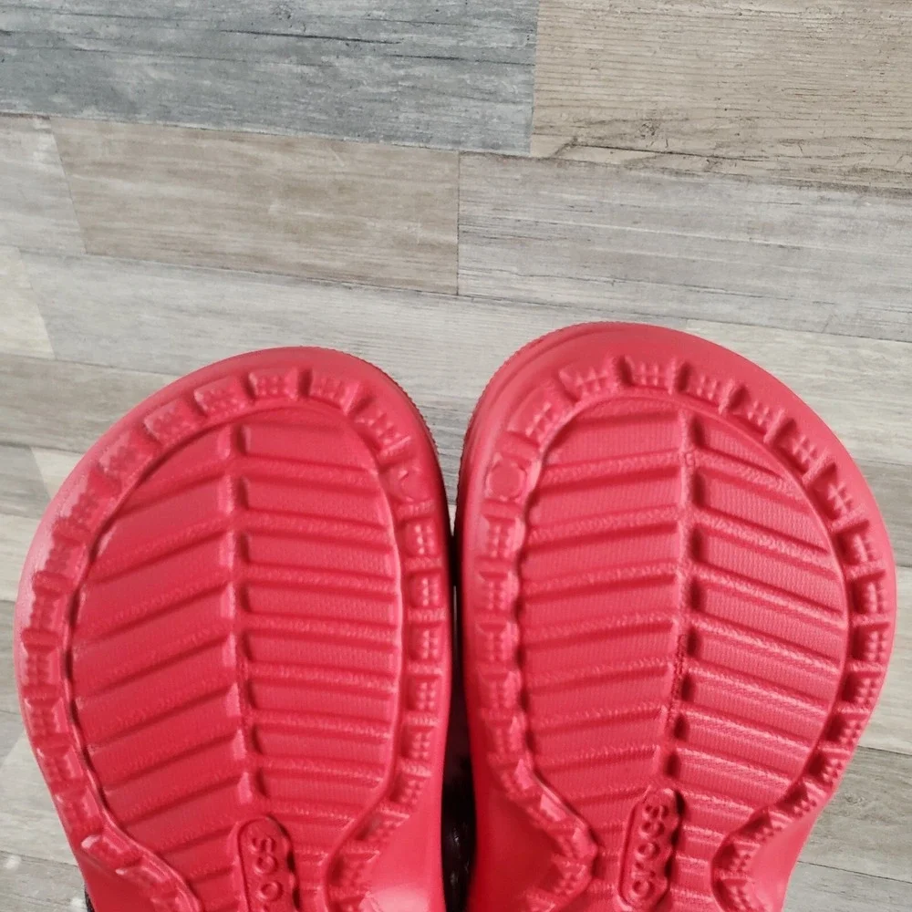 Crocs Classic Lined Santa Kids Clog Sz 9 C9 Red Round Toe Slip-On‎ Holiday